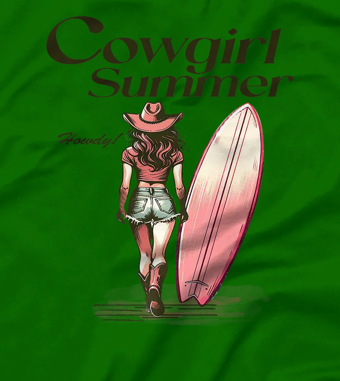 Cowgirl Summer Surfboard Retro Western Texas Surfer Girl Premium T-Shirt