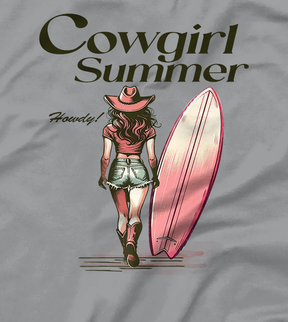 Cowgirl Summer Surfboard Retro Western Texas Surfer Girl Premium T-Shirt