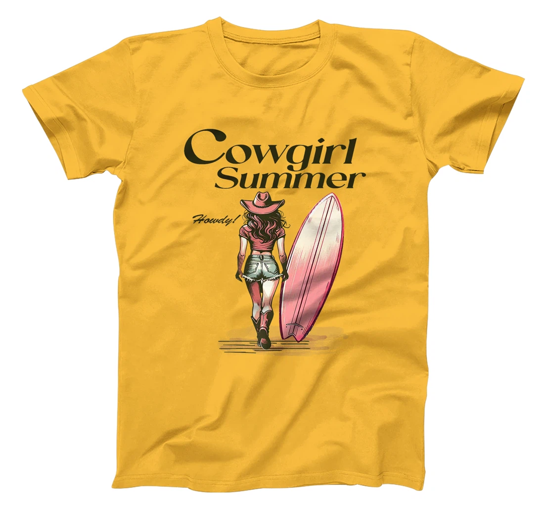 Cowgirl Summer Surfboard Retro Western Texas Surfer Girl Premium T-Shirt
