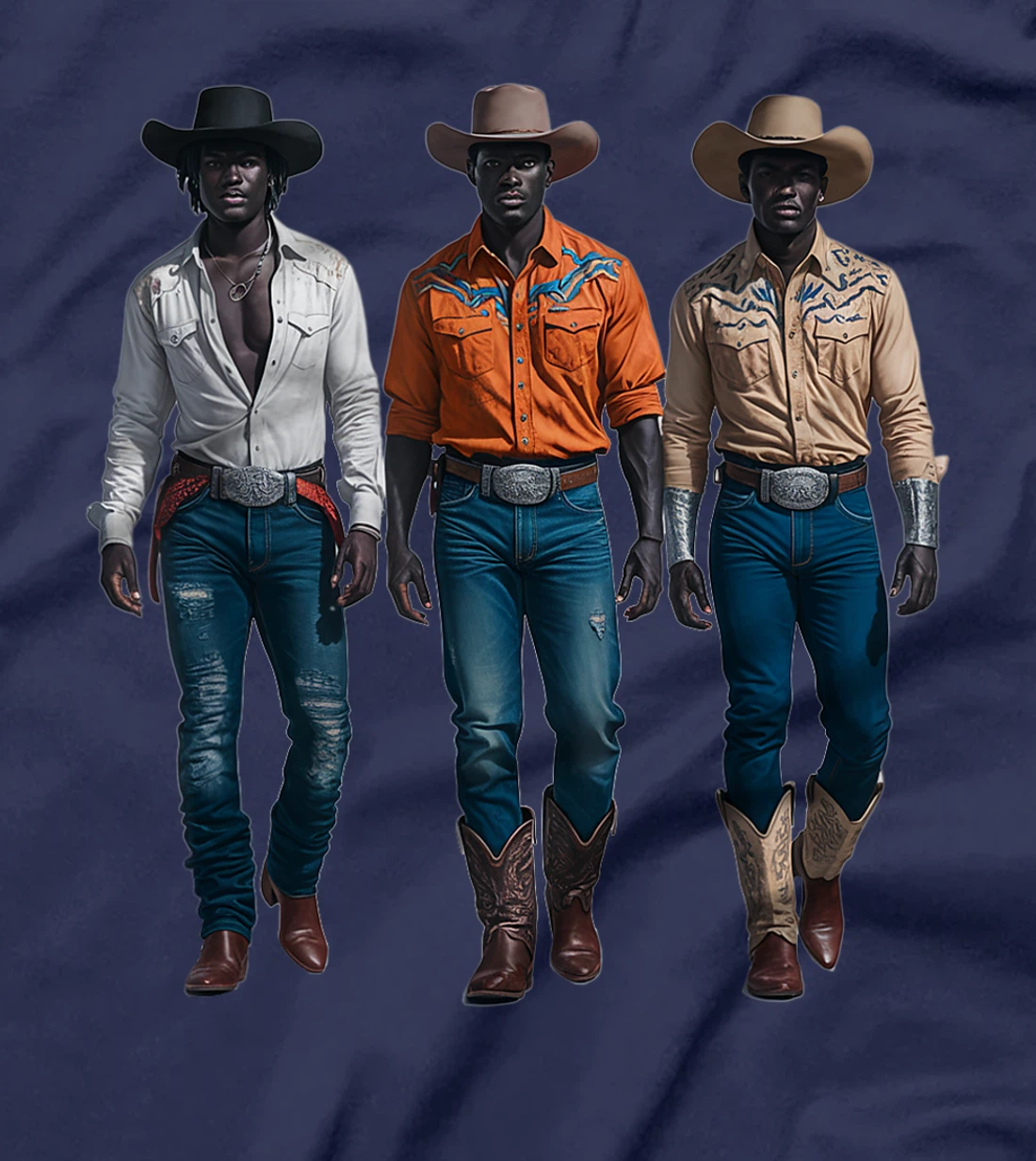 Black Cowboy Western Rodeo Melanin Black History Texas T-Shirt