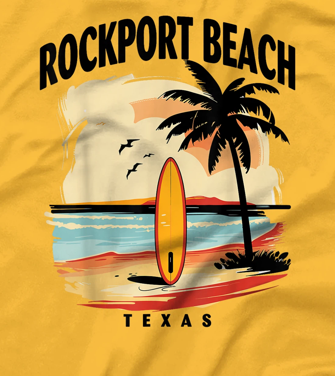 Rockport Beach Texas Surfboard Surfing Men Women T-Shirt