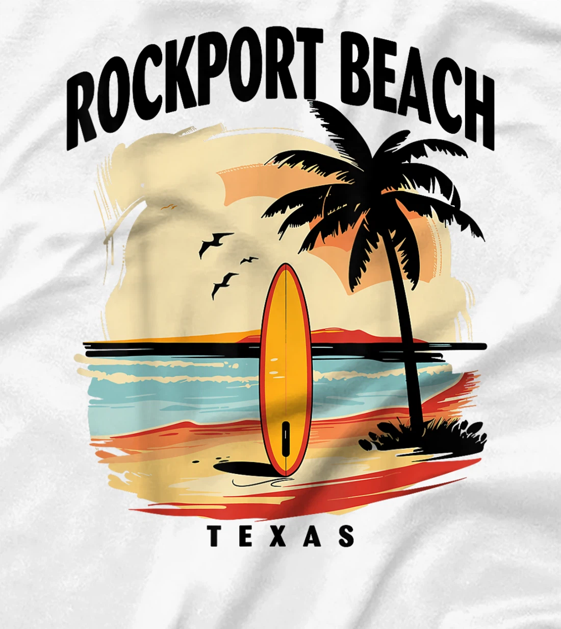 Rockport Beach Texas Surfboard Surfing Men Women T-Shirt