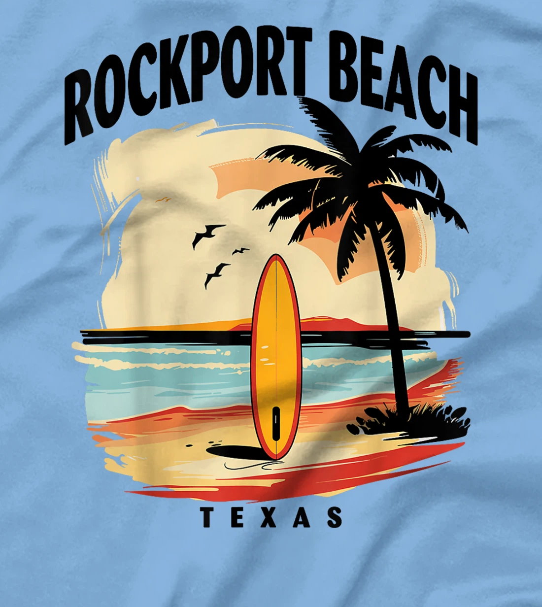 Rockport Beach Texas Surfboard Surfing Men Women T-Shirt