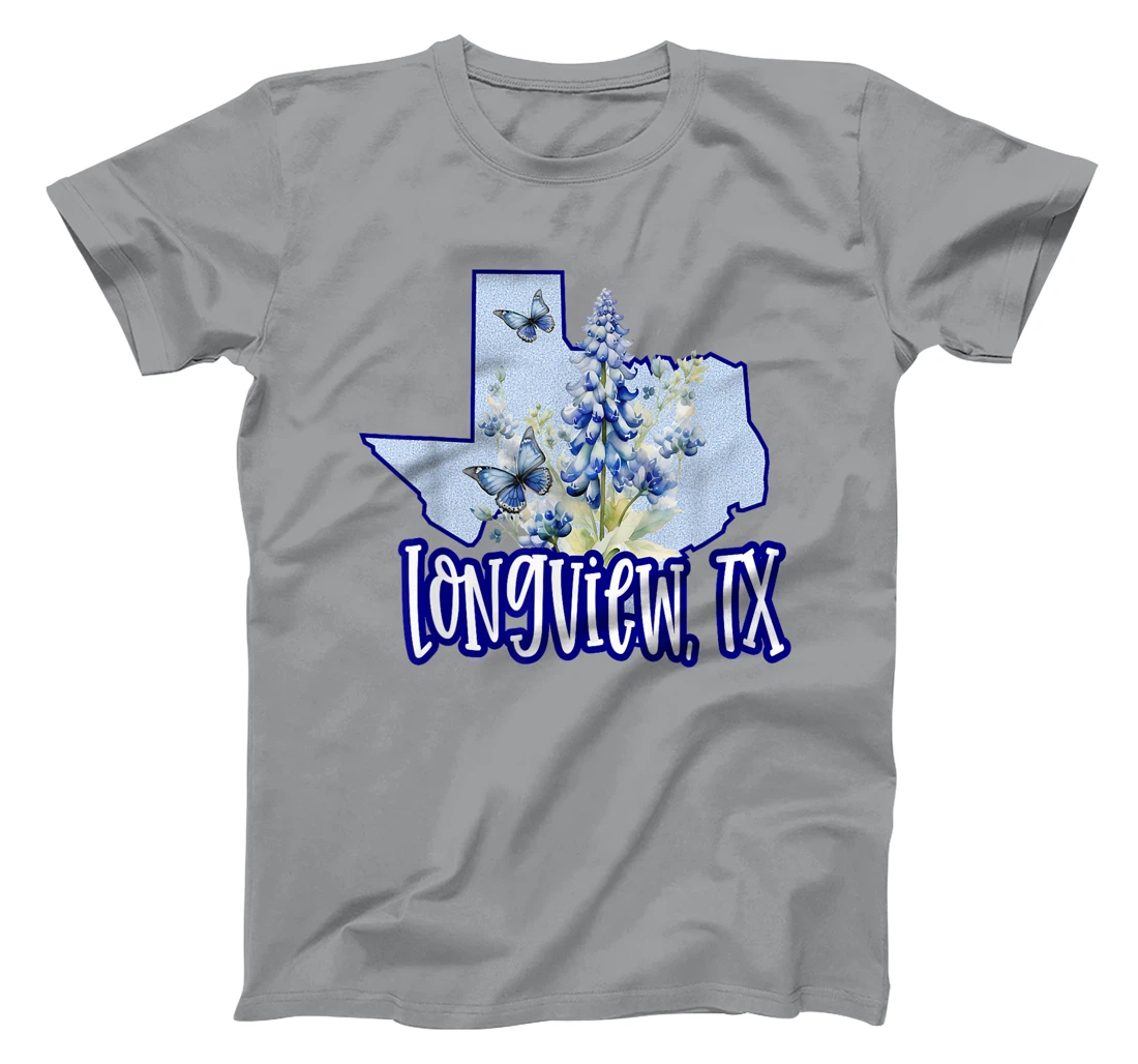 Longview TX Texas Graphic Tee Bluebonnets Butterflies Girly T-Shirt