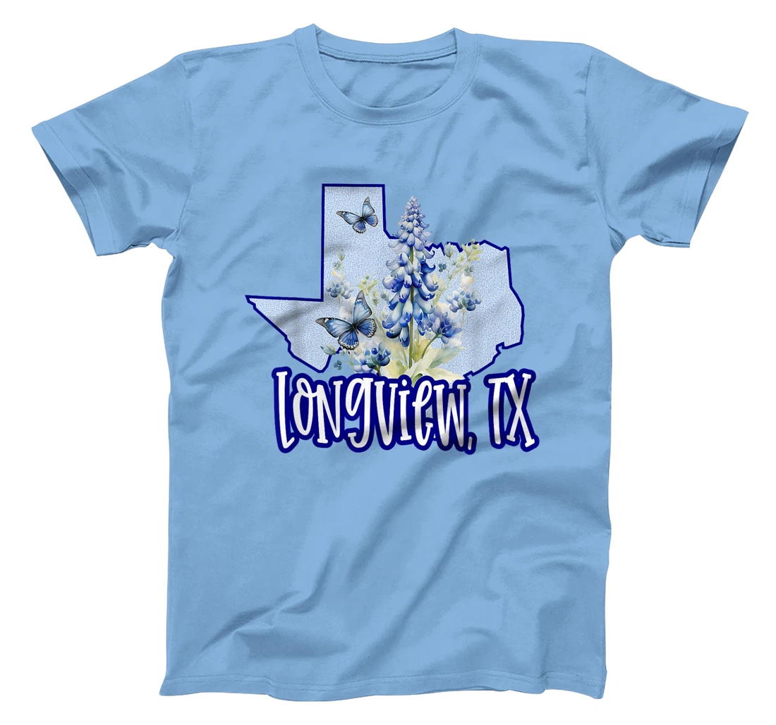 Longview TX Texas Graphic Tee Bluebonnets Butterflies Girly T-Shirt