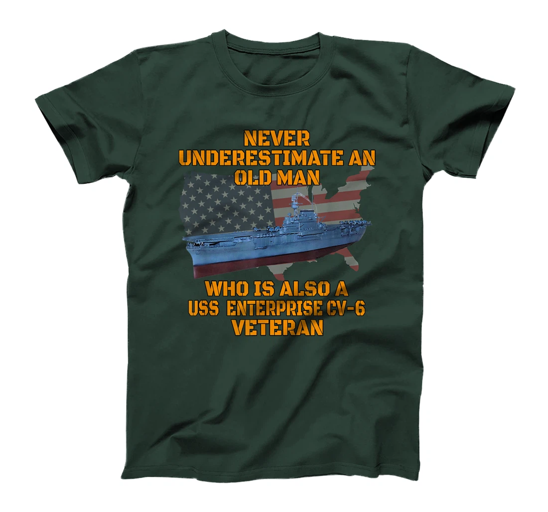Veteran Day Aircraft Carrier Enterprise CV-6 Warship Grandpa T-Shirt
