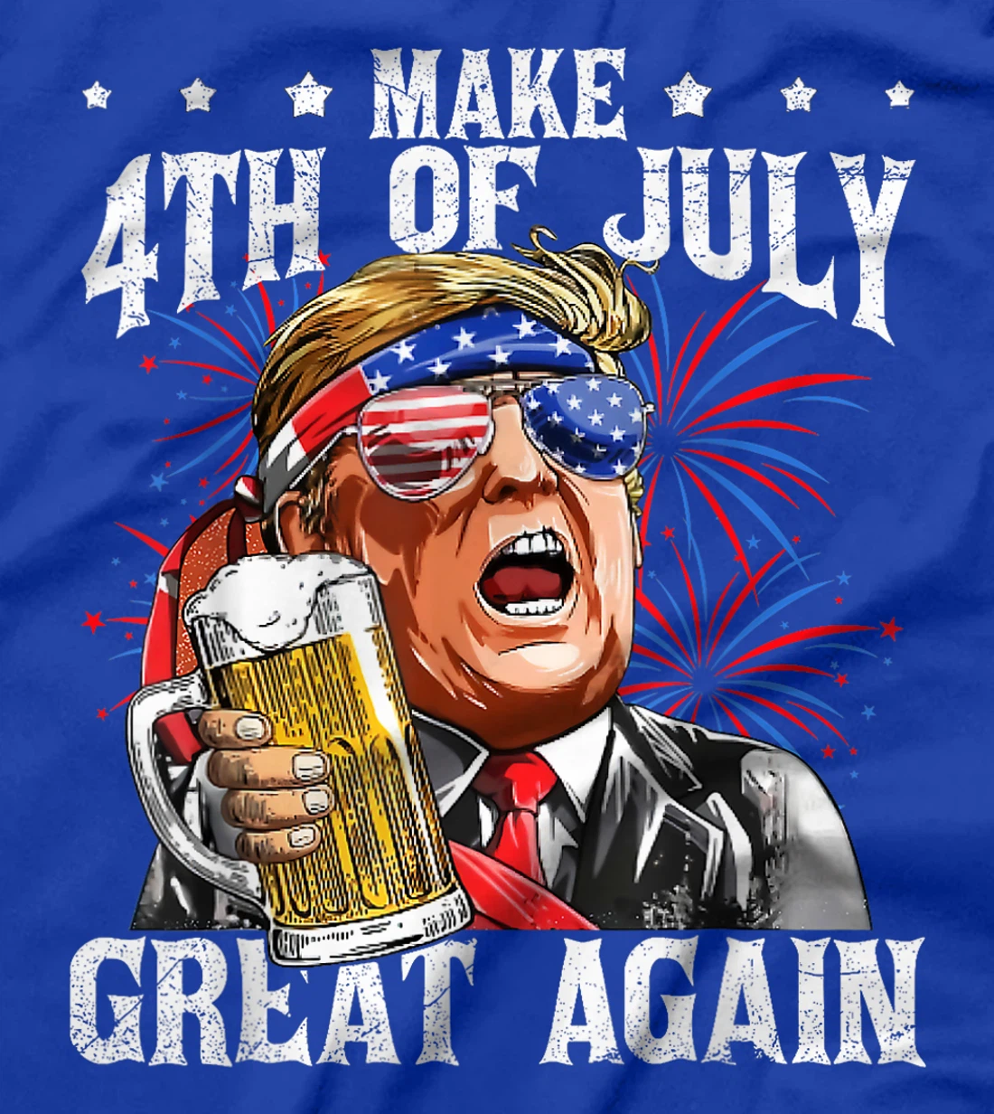 Funny Drinking Beer Team Make 4th Of July Great Again Trump T-Shirt
