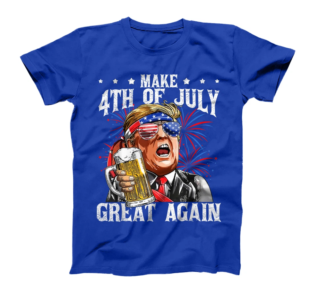 Funny Drinking Beer Team Make 4th Of July Great Again Trump T-Shirt