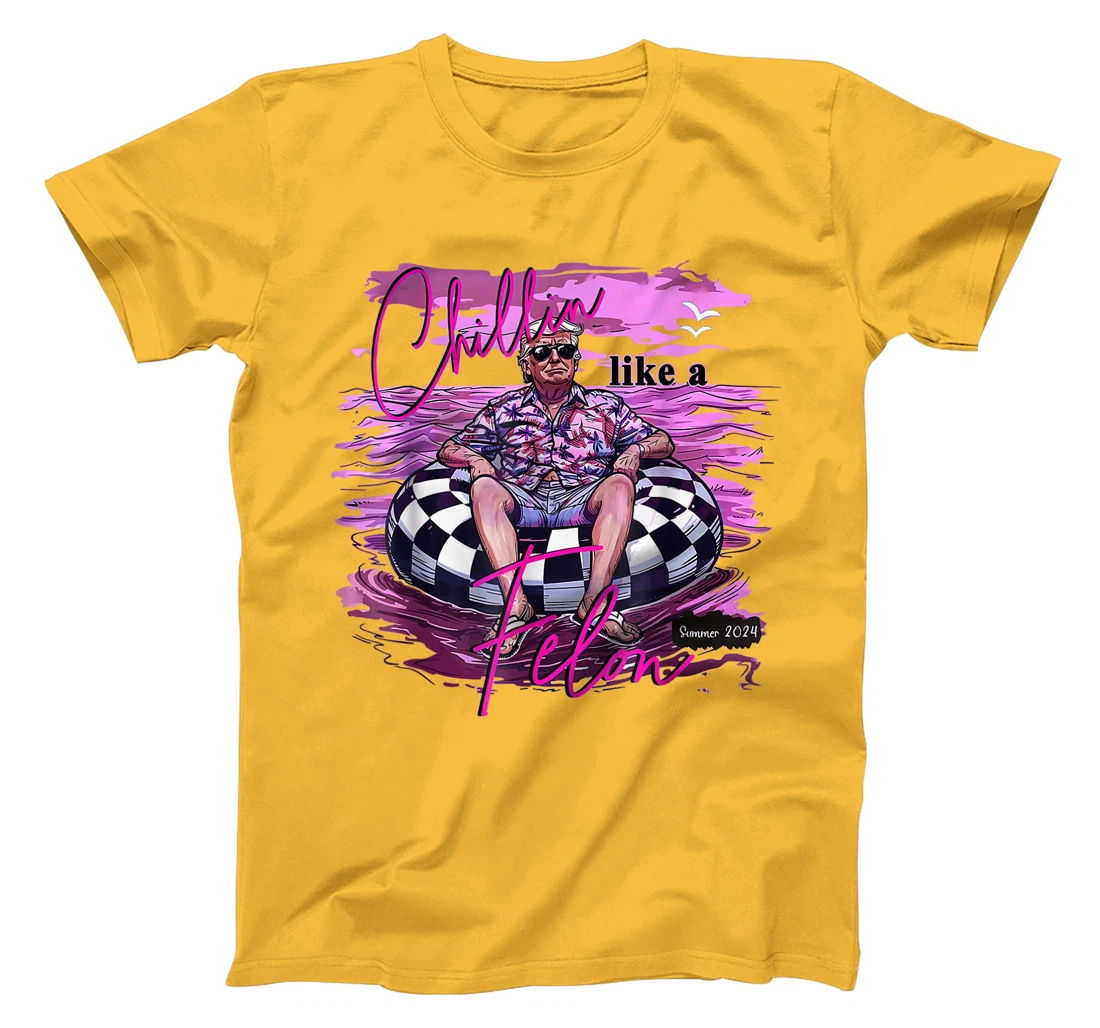Chillin Like A Felon Retro Summer Pink Funny Trump 2024 T-Shirt