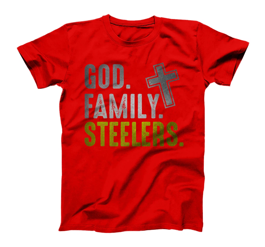 God Family Steelers Pro Us Flag Shirt Father's Day Dad gift Premium T-Shirt