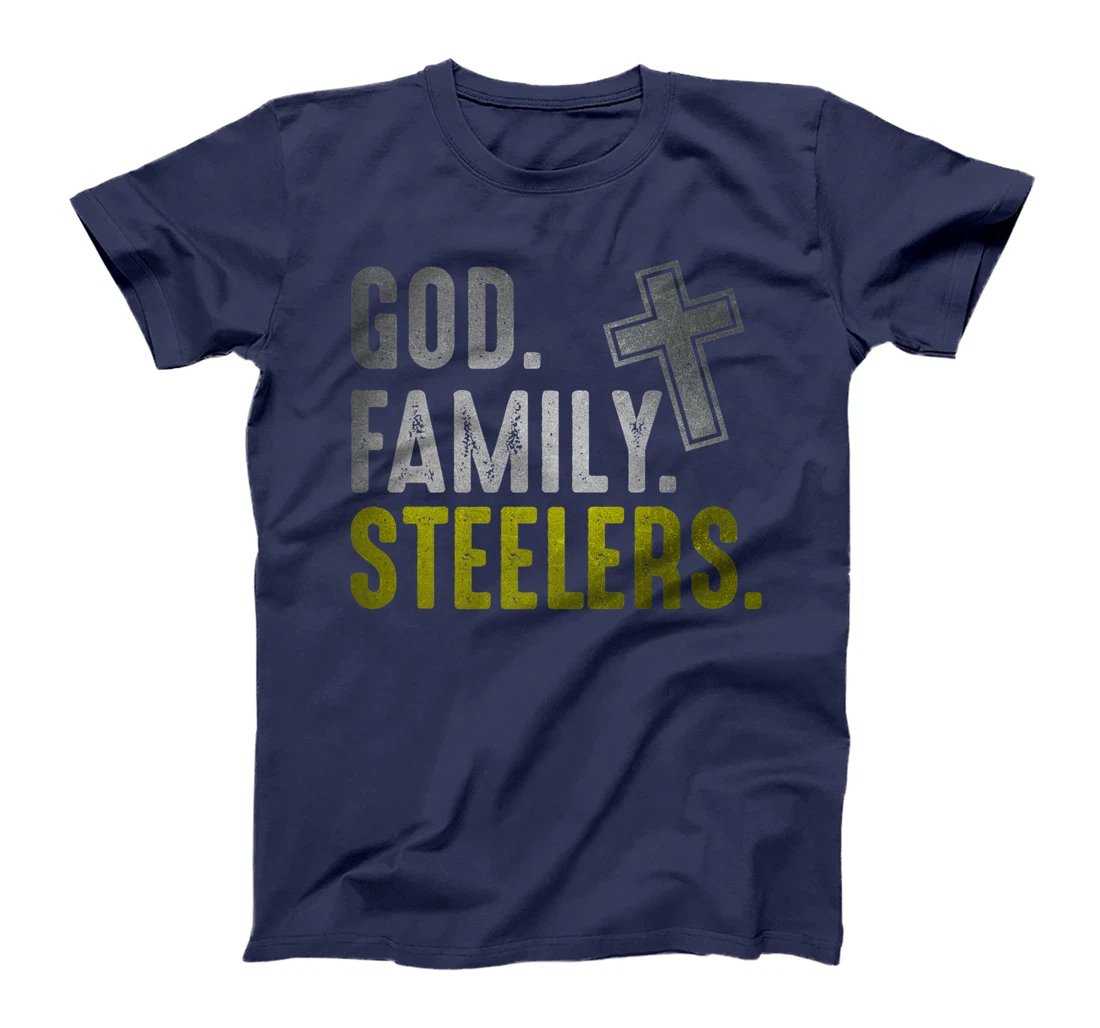God Family Steelers Pro Us Flag Shirt Father's Day Dad gift Premium T-Shirt