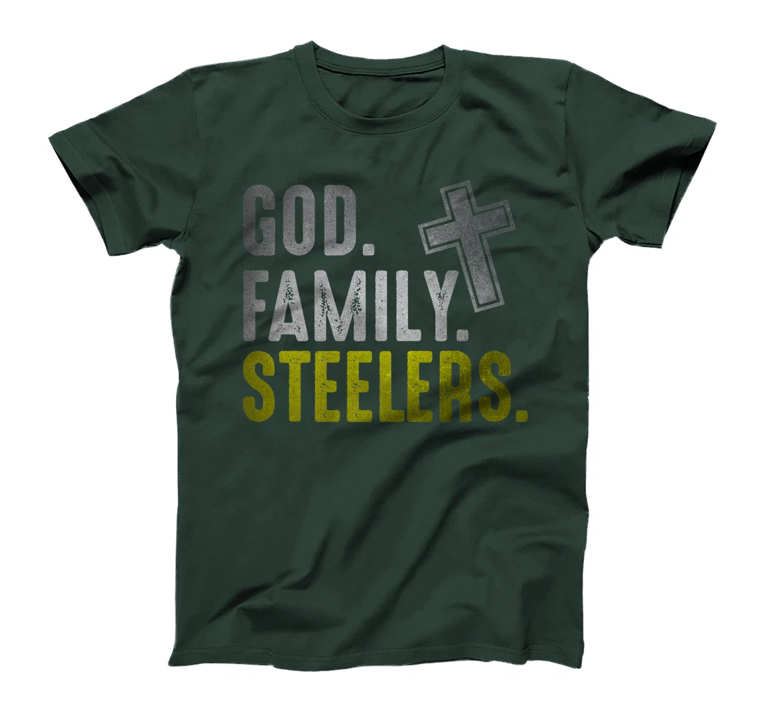 God Family Steelers Pro Us Flag Shirt Father's Day Dad gift Premium T-Shirt
