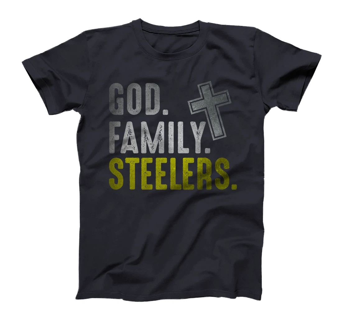 God Family Steelers Pro Us Flag Shirt Father's Day Dad gift Premium T-Shirt