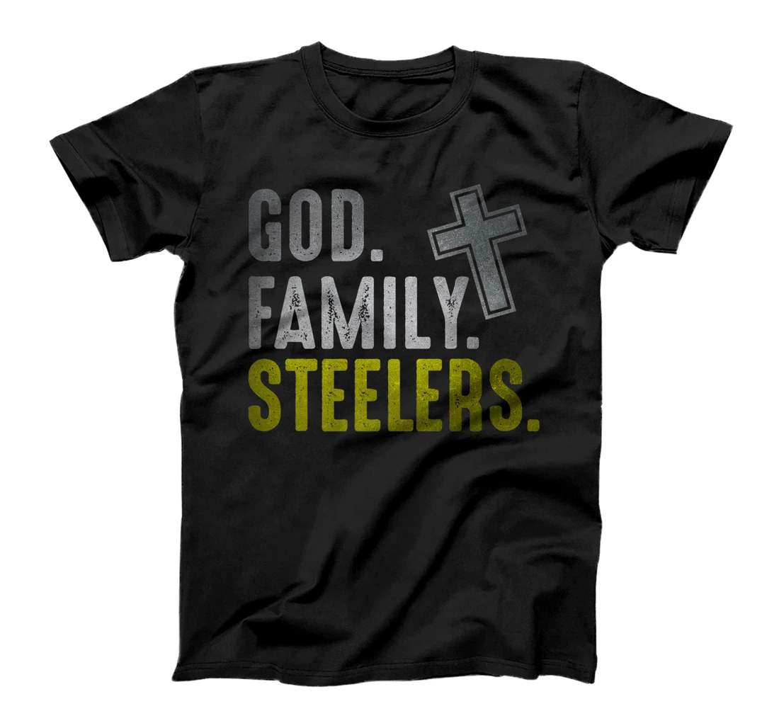 God Family Steelers Pro Us Flag Shirt Father's Day Dad gift Premium T-Shirt