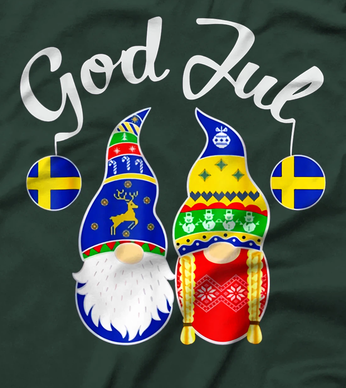 God Jul Swedish Merry Christmas Sweden Tomte Gnome T-Shirt