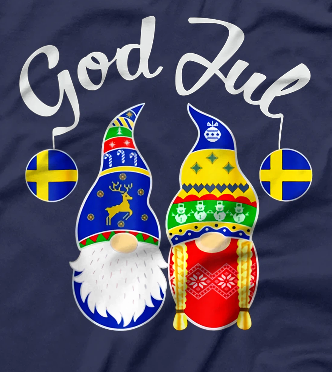 God Jul Swedish Merry Christmas Sweden Tomte Gnome T-Shirt