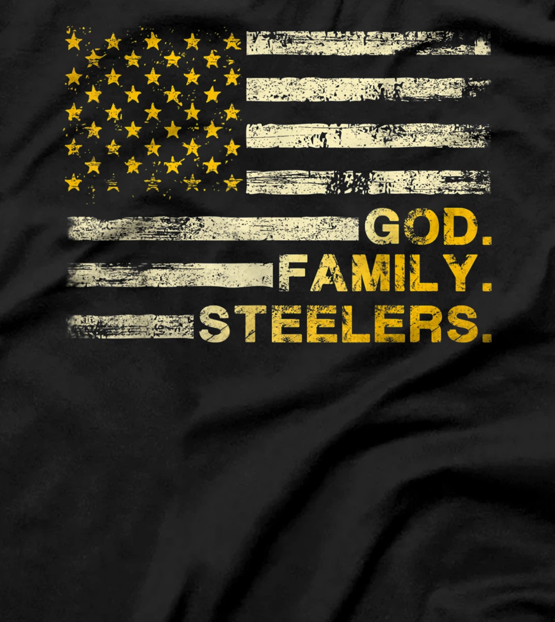 God Family Steelers Us Vintage Flag Team Dad Mam Day Gifts T-Shirt
