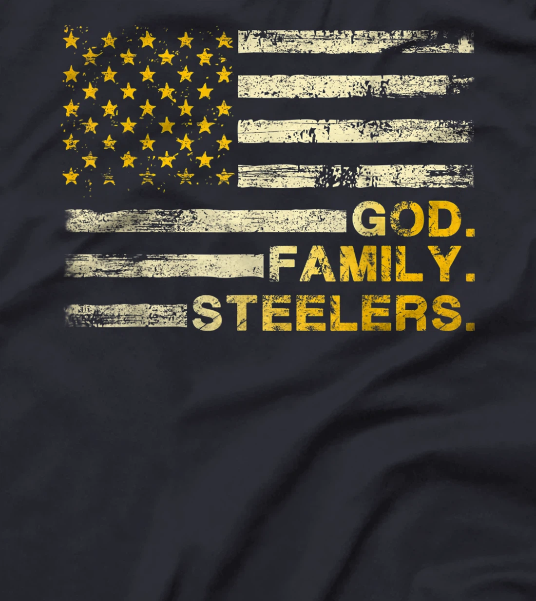 God Family Steelers Us Vintage Flag Team Dad Mam Day Gifts T-Shirt