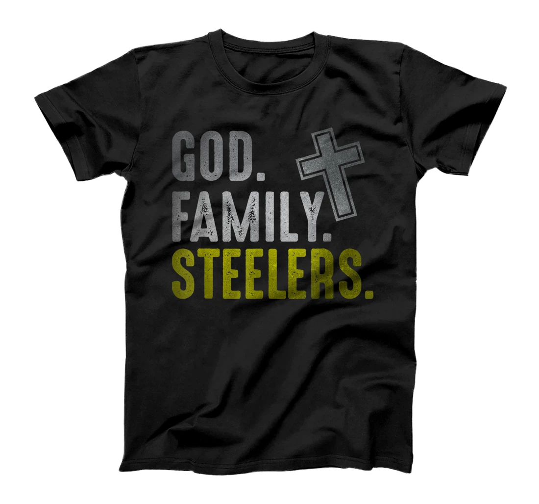 God Family Steelers Pro Us Flag Shirt Father's Day Dad gift T-Shirt