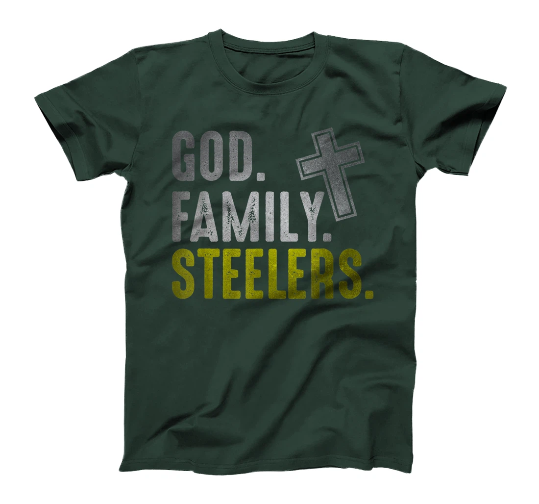 God Family Steelers Pro Us Flag Shirt Father's Day Dad gift T-Shirt