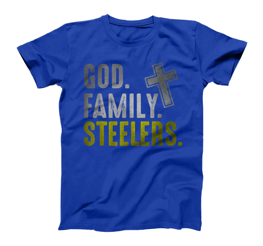 God Family Steelers Pro Us Flag Shirt Father's Day Dad gift T-Shirt