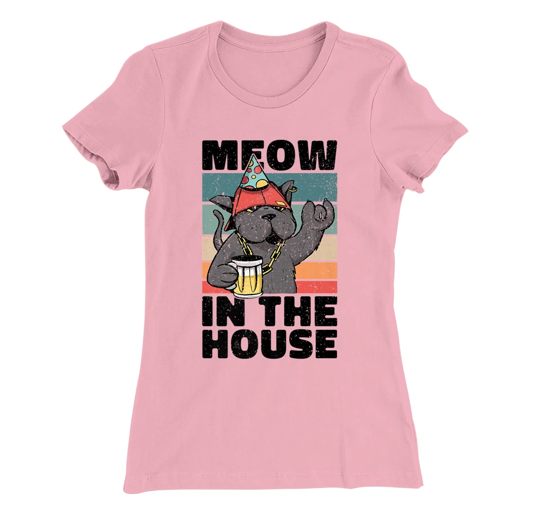 Womens Meow In The House. Miaow, Miau or Meaw Party Wear T-Shirt, Women T-Shirt