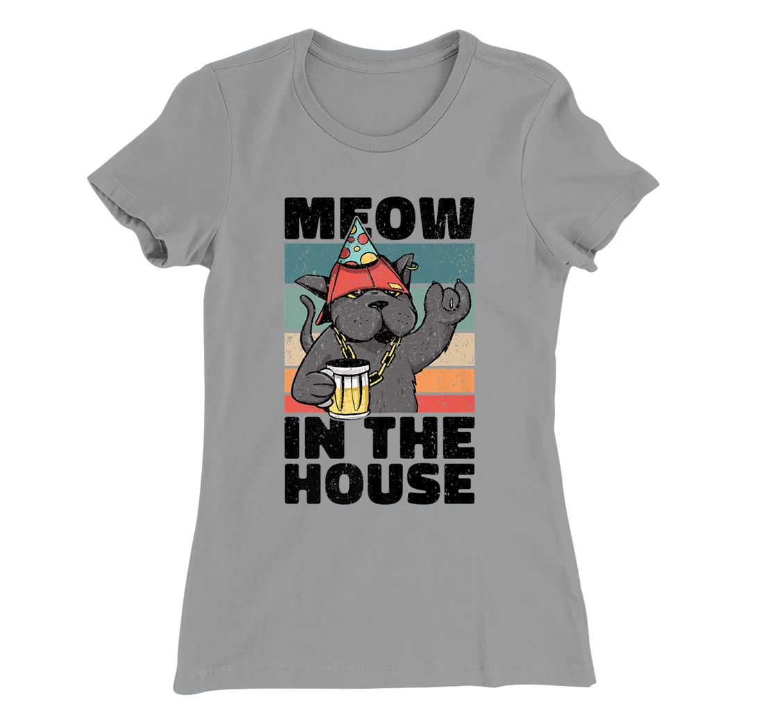 Womens Meow In The House. Miaow, Miau or Meaw Party Wear T-Shirt, Women T-Shirt