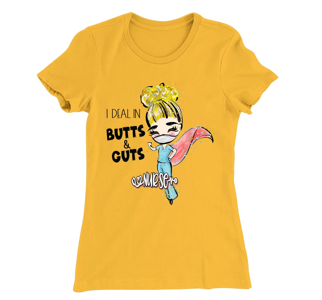 Butts and Guts Gastroenterology Endoscopy Blonde Nurse T-Shirt, Women T-Shirt