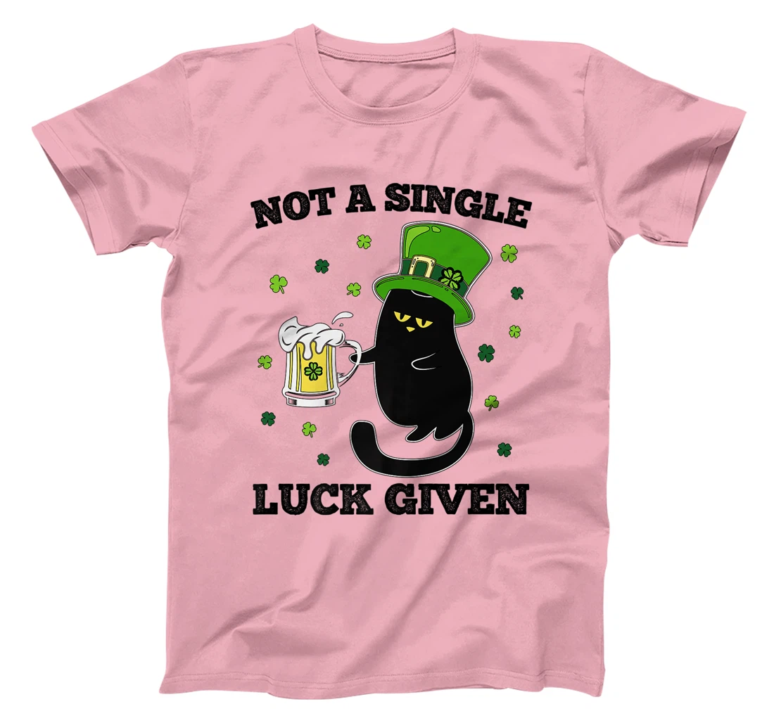 Womens Not A Single Luck Given St Patricks Day Black Cat Don't Care T-Shirt, Women T-Shirt