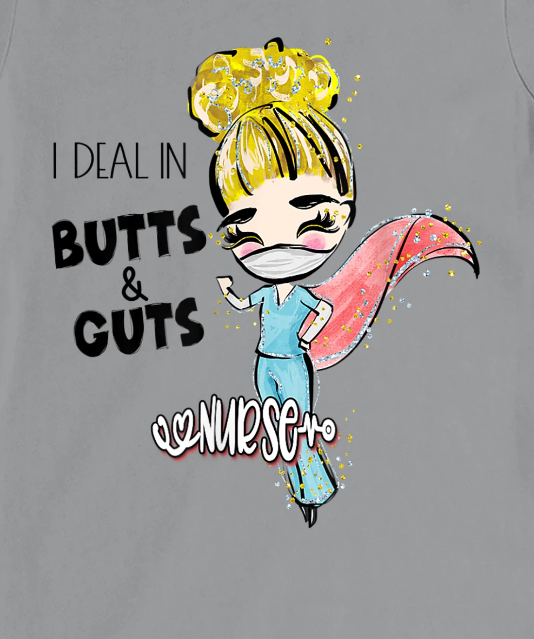 Butts and Guts Gastroenterology Endoscopy Blonde Nurse T-Shirt, Women T-Shirt