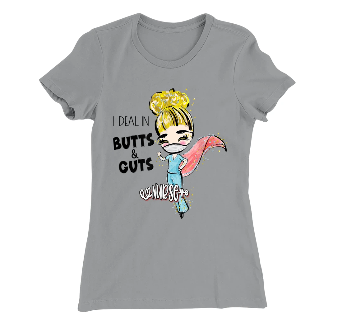 Butts and Guts Gastroenterology Endoscopy Blonde Nurse T-Shirt, Women T-Shirt