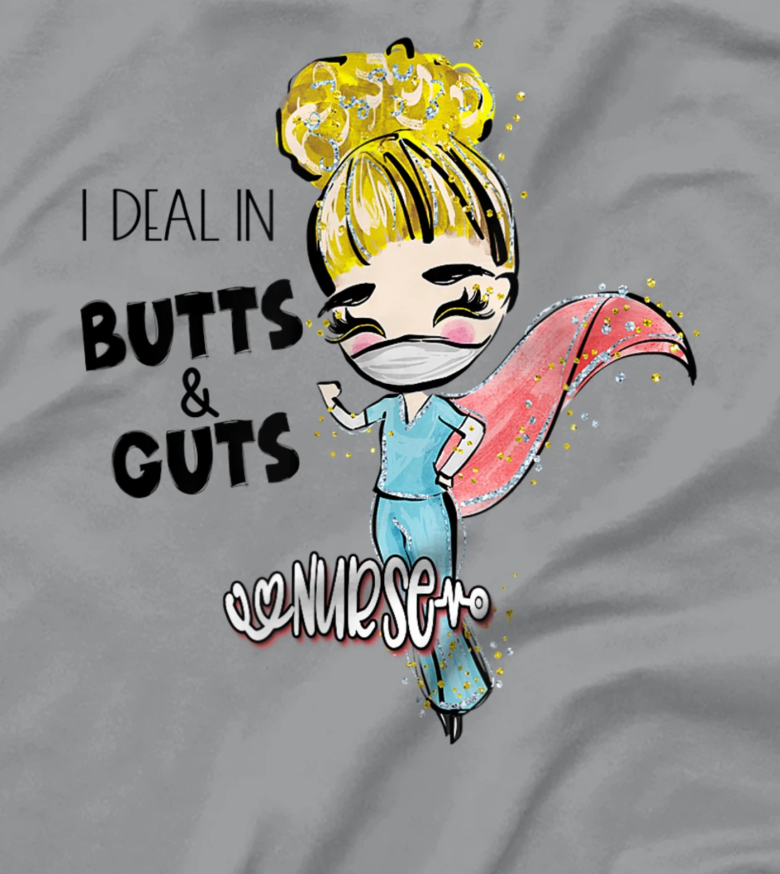 Butts and Guts Gastroenterology Endoscopy Blonde Nurse T-Shirt, Women T-Shirt