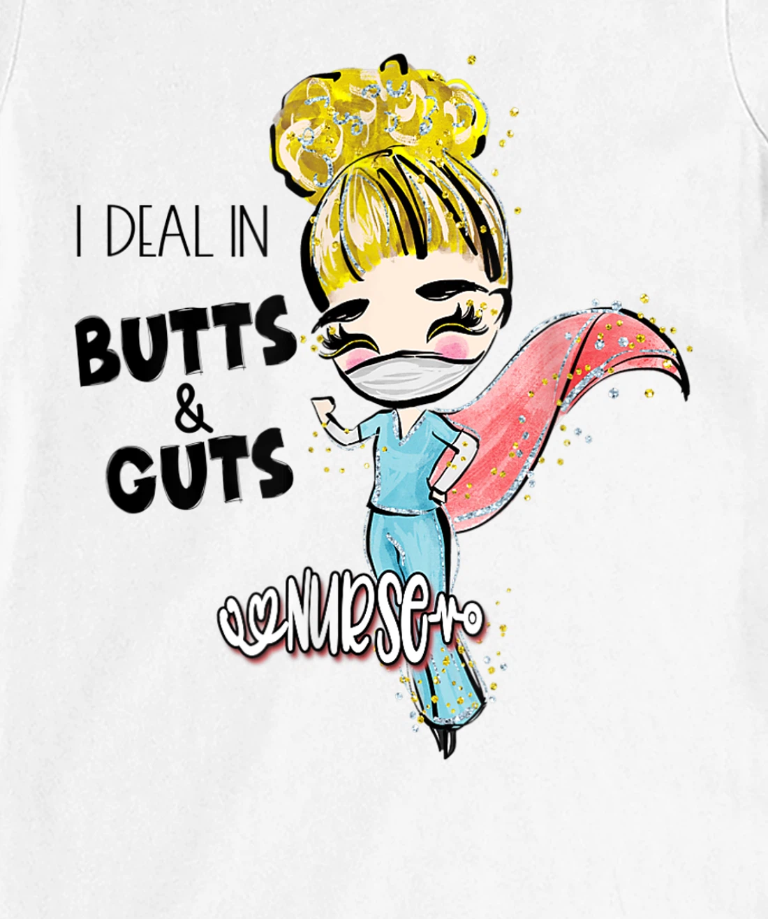 Butts and Guts Gastroenterology Endoscopy Blonde Nurse T-Shirt, Women T-Shirt