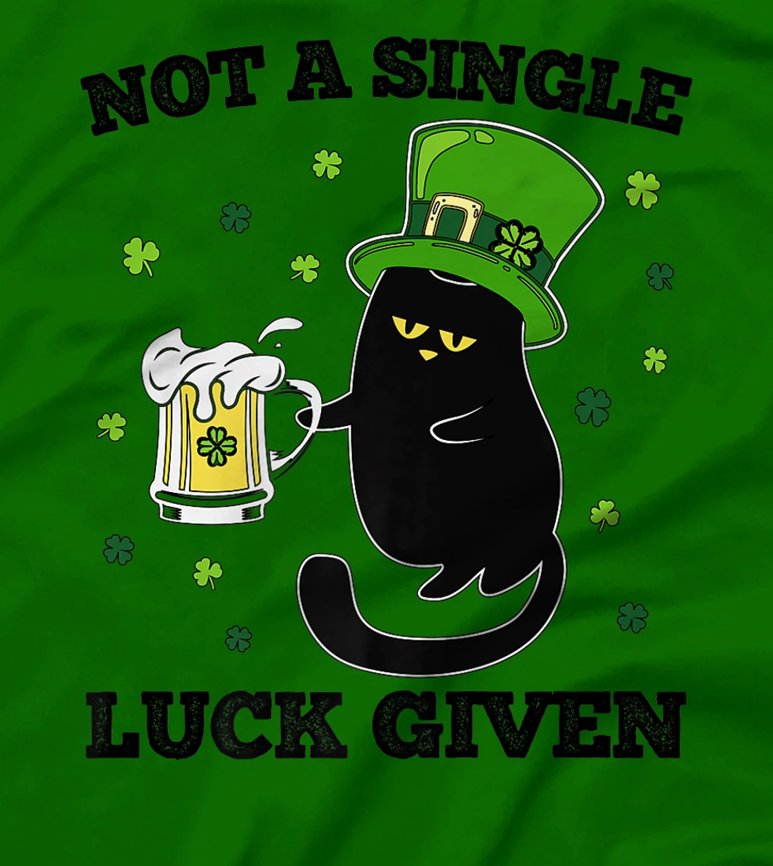 Womens Not A Single Luck Given St Patricks Day Black Cat Don't Care T-Shirt, Women T-Shirt