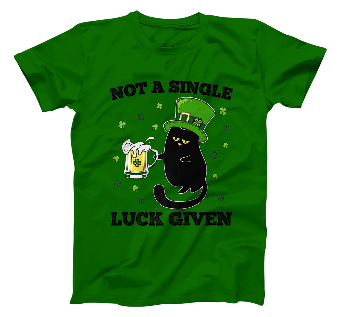Womens Not A Single Luck Given St Patricks Day Black Cat Don't Care T-Shirt, Women T-Shirt