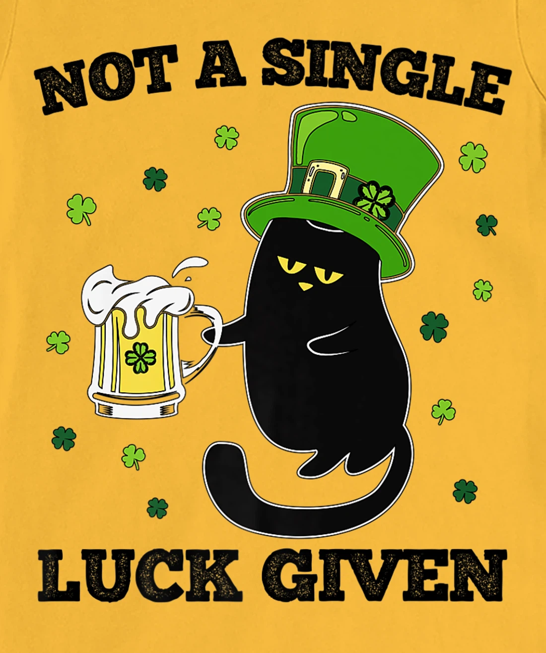Womens Not A Single Luck Given St Patricks Day Black Cat Don't Care T-Shirt, Women T-Shirt