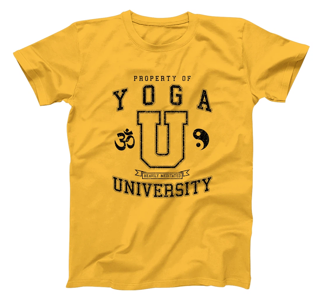 Yoga University Heavily Meditated Vintage College Varsity T-Shirt, Women T-Shirt