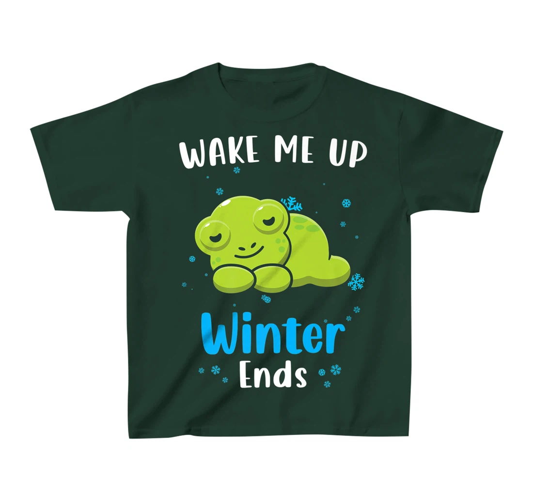 Wake me up when Winter ends Saying with cute Frog T-Shirt, Kid T-Shirt and Women T-Shirt