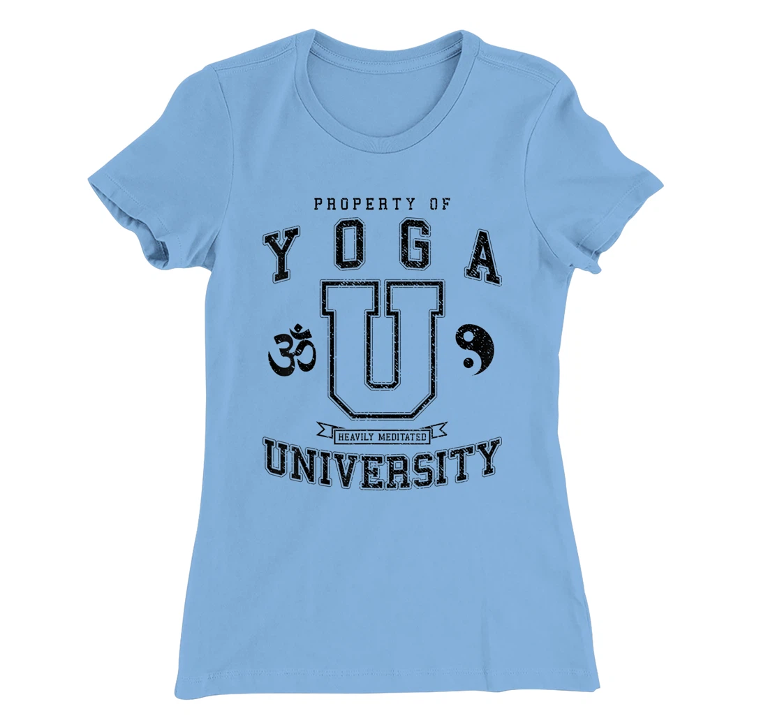 Yoga University Heavily Meditated Vintage College Varsity T-Shirt, Women T-Shirt