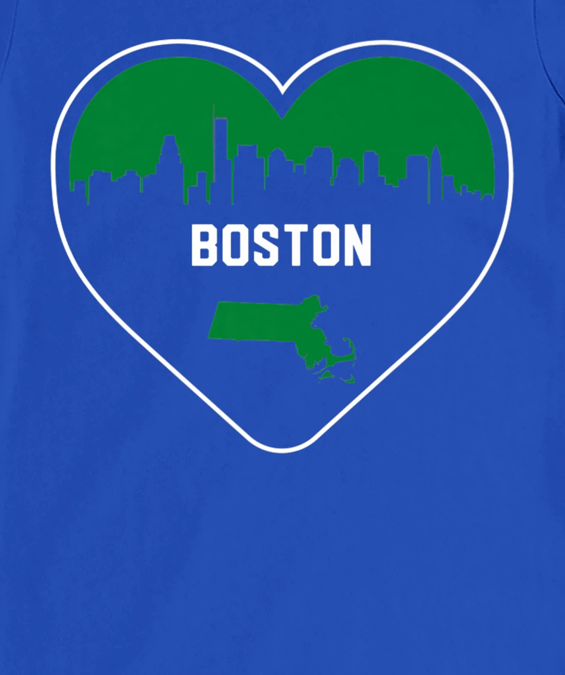Cute Love Boston Cityscape Green Skyline Heart Design T-Shirt, Kid T-Shirt and Women T-Shirt