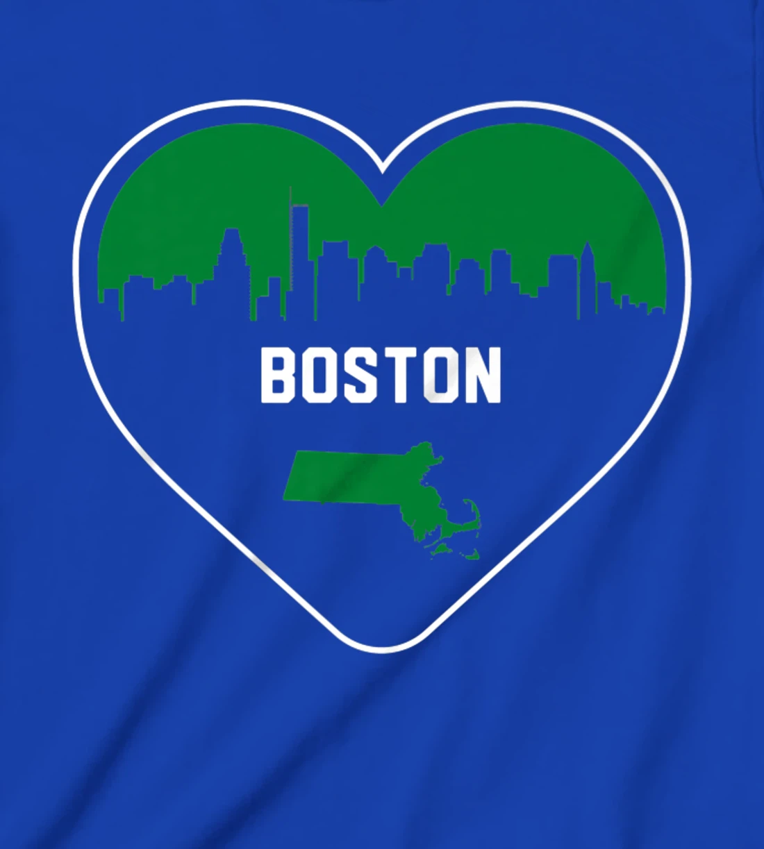 Cute Love Boston Cityscape Green Skyline Heart Design T-Shirt, Kid T-Shirt and Women T-Shirt