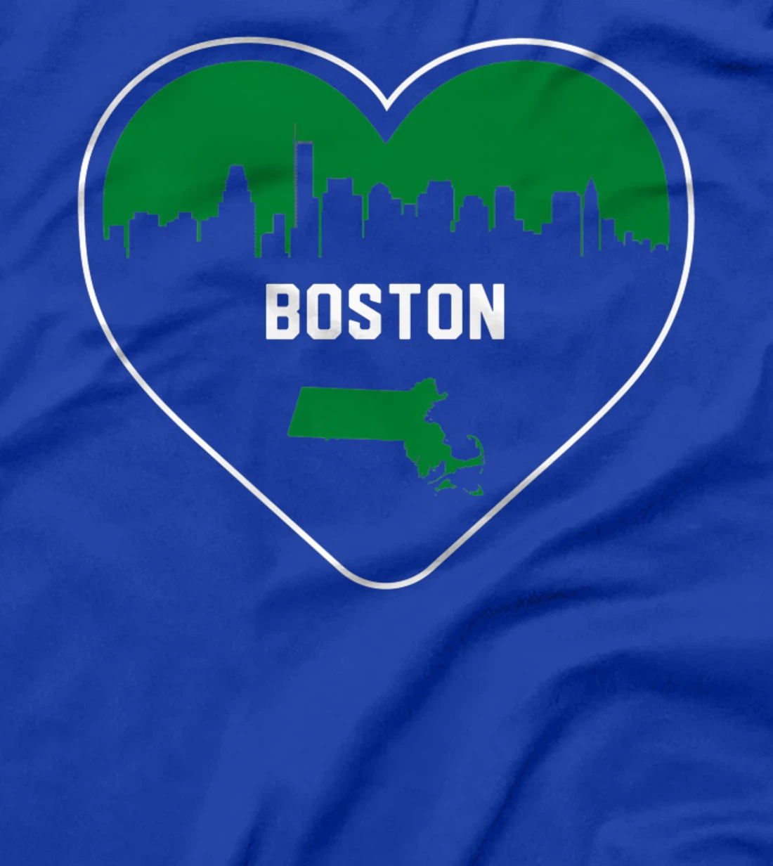 Cute Love Boston Cityscape Green Skyline Heart Design T-Shirt, Kid T-Shirt and Women T-Shirt