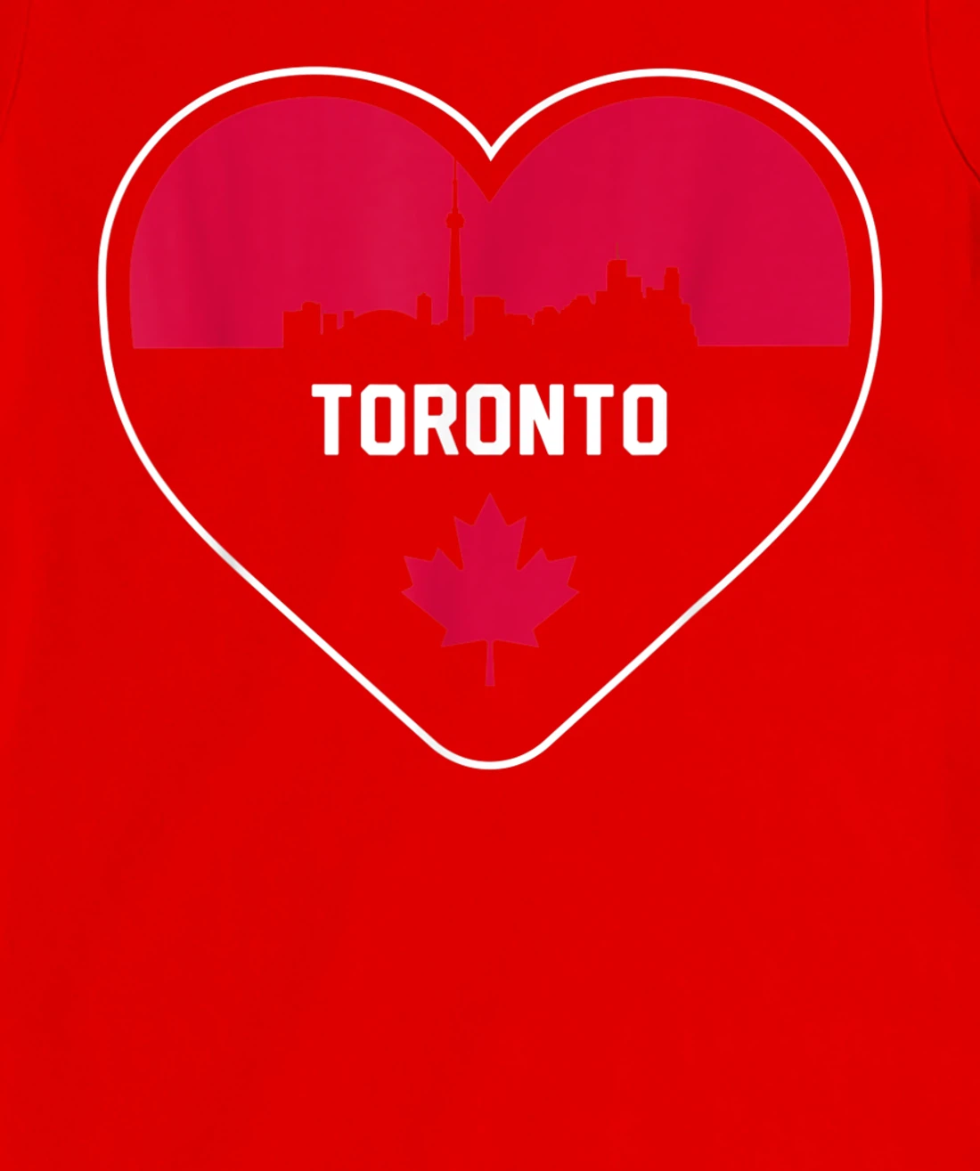 Cute Love Toronto Cityscape Red Skyline Heart Design T-Shirt, Kid T-Shirt and Women T-Shirt