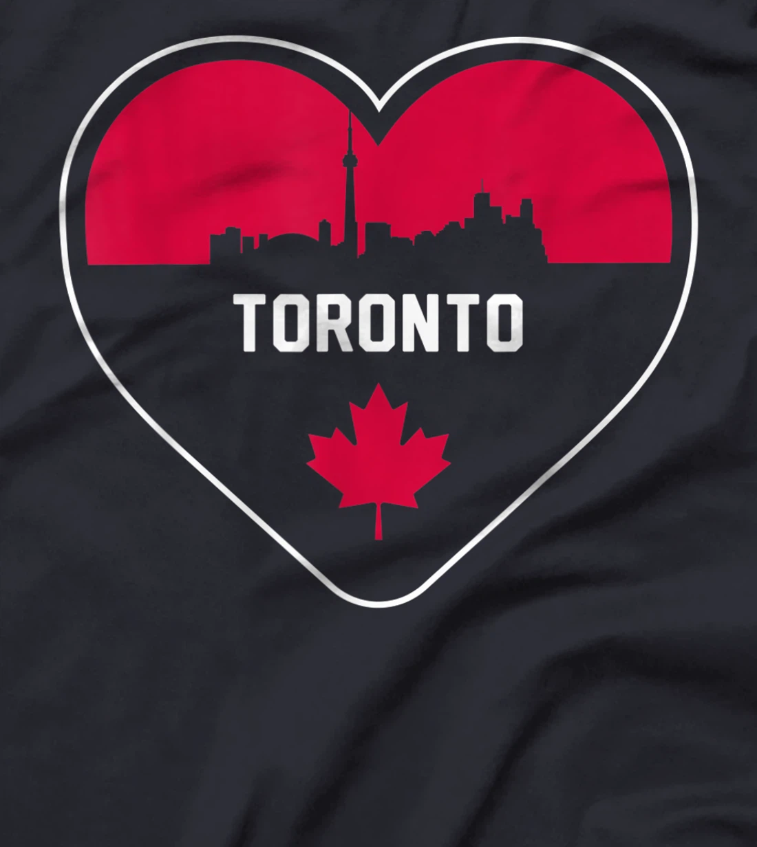 Cute Love Toronto Cityscape Red Skyline Heart Design T-Shirt, Kid T-Shirt and Women T-Shirt