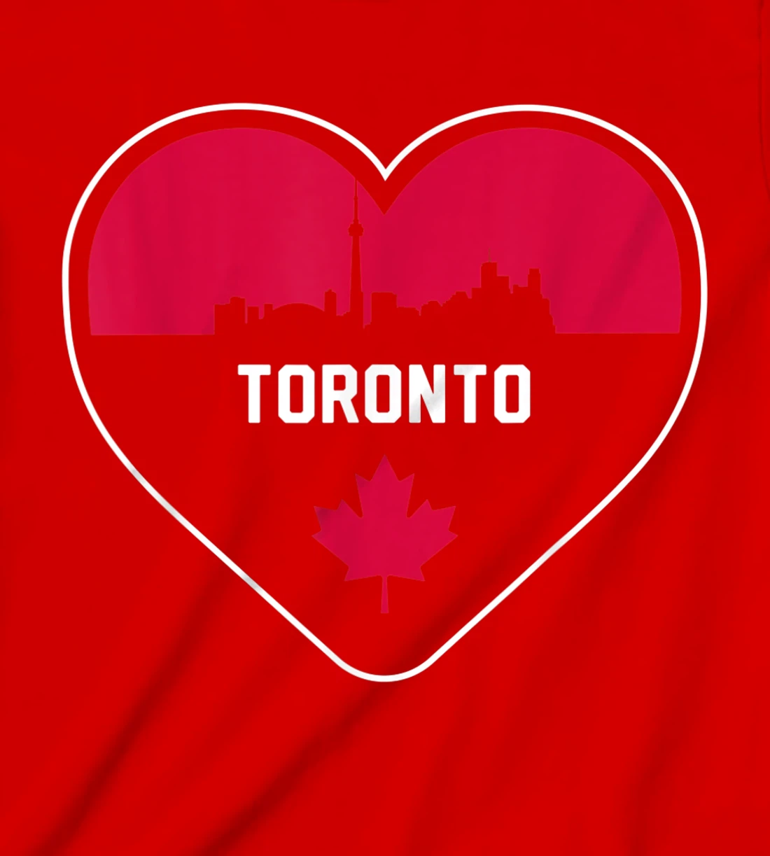 Cute Love Toronto Cityscape Red Skyline Heart Design T-Shirt, Kid T-Shirt and Women T-Shirt