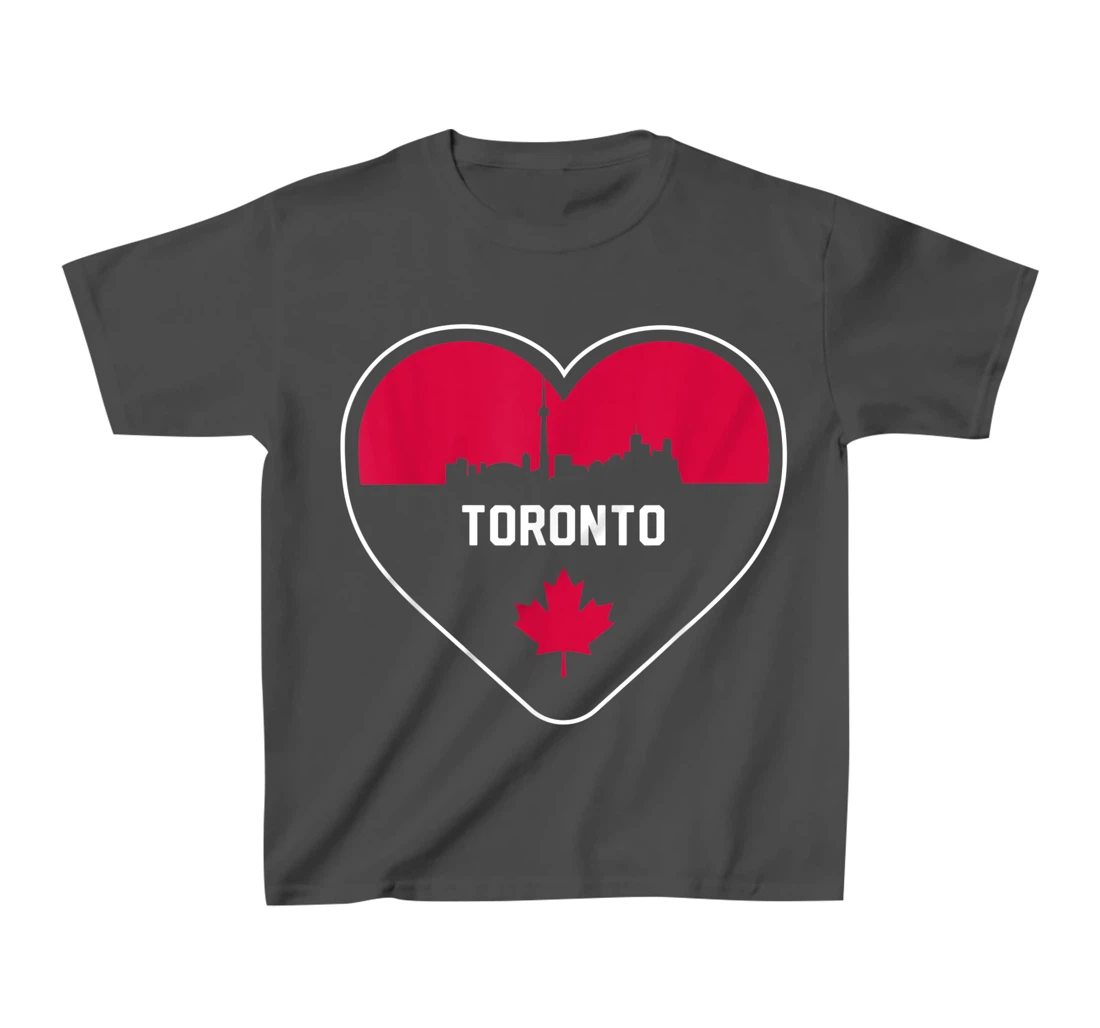 Cute Love Toronto Cityscape Red Skyline Heart Design T-Shirt, Kid T-Shirt and Women T-Shirt