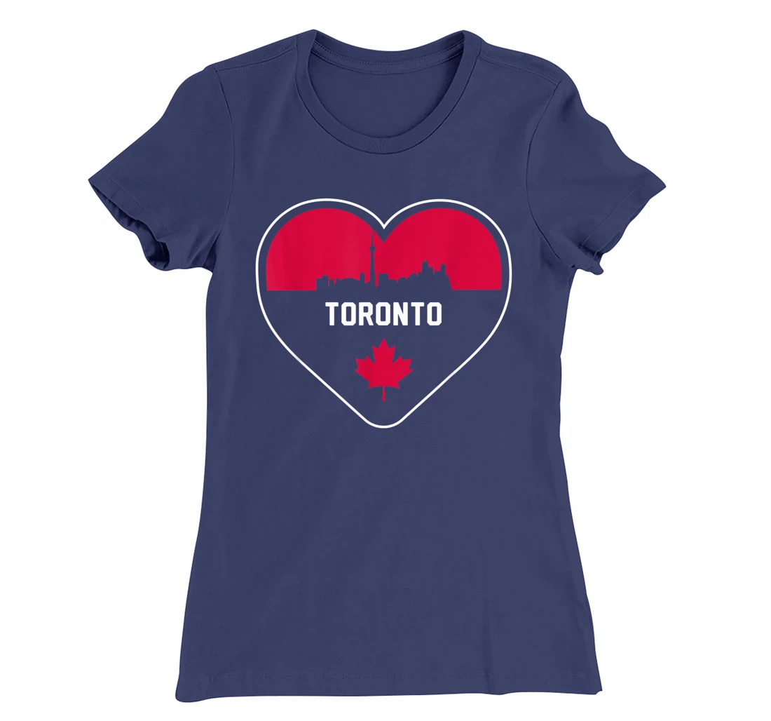 Cute Love Toronto Cityscape Red Skyline Heart Design T-Shirt, Kid T-Shirt and Women T-Shirt