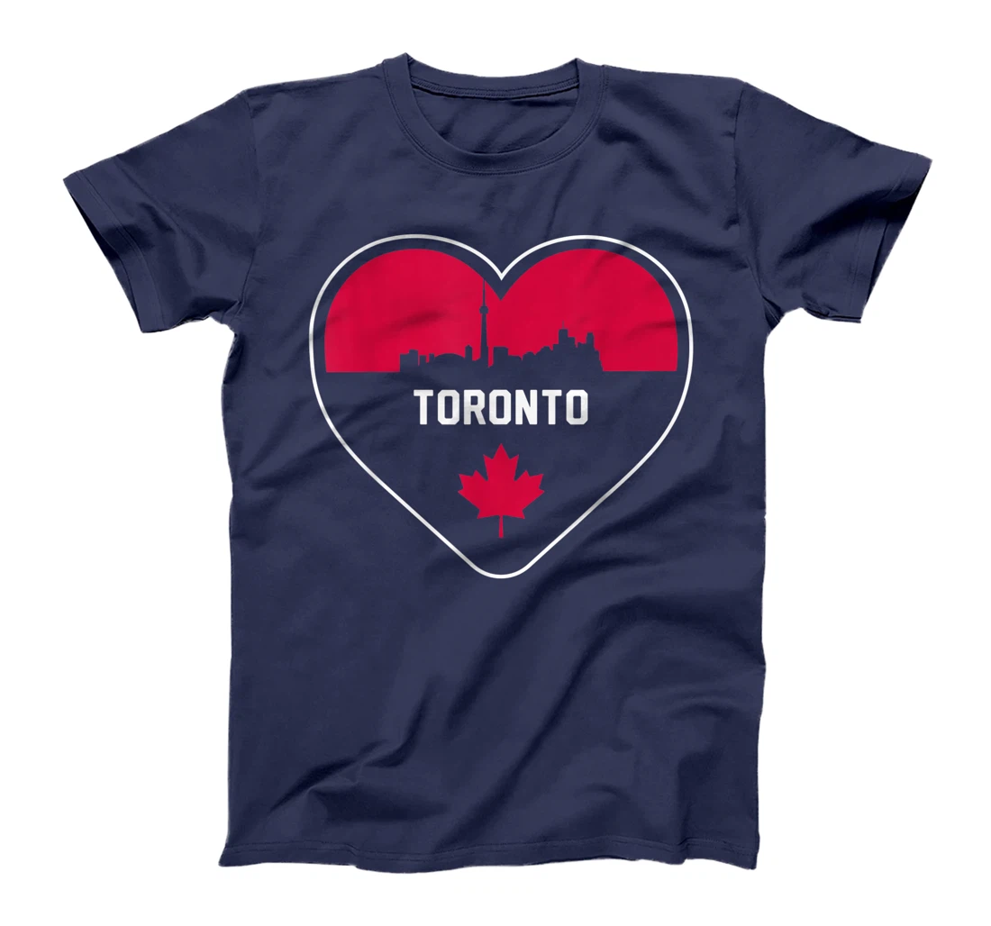 Cute Love Toronto Cityscape Red Skyline Heart Design T-Shirt, Kid T-Shirt and Women T-Shirt