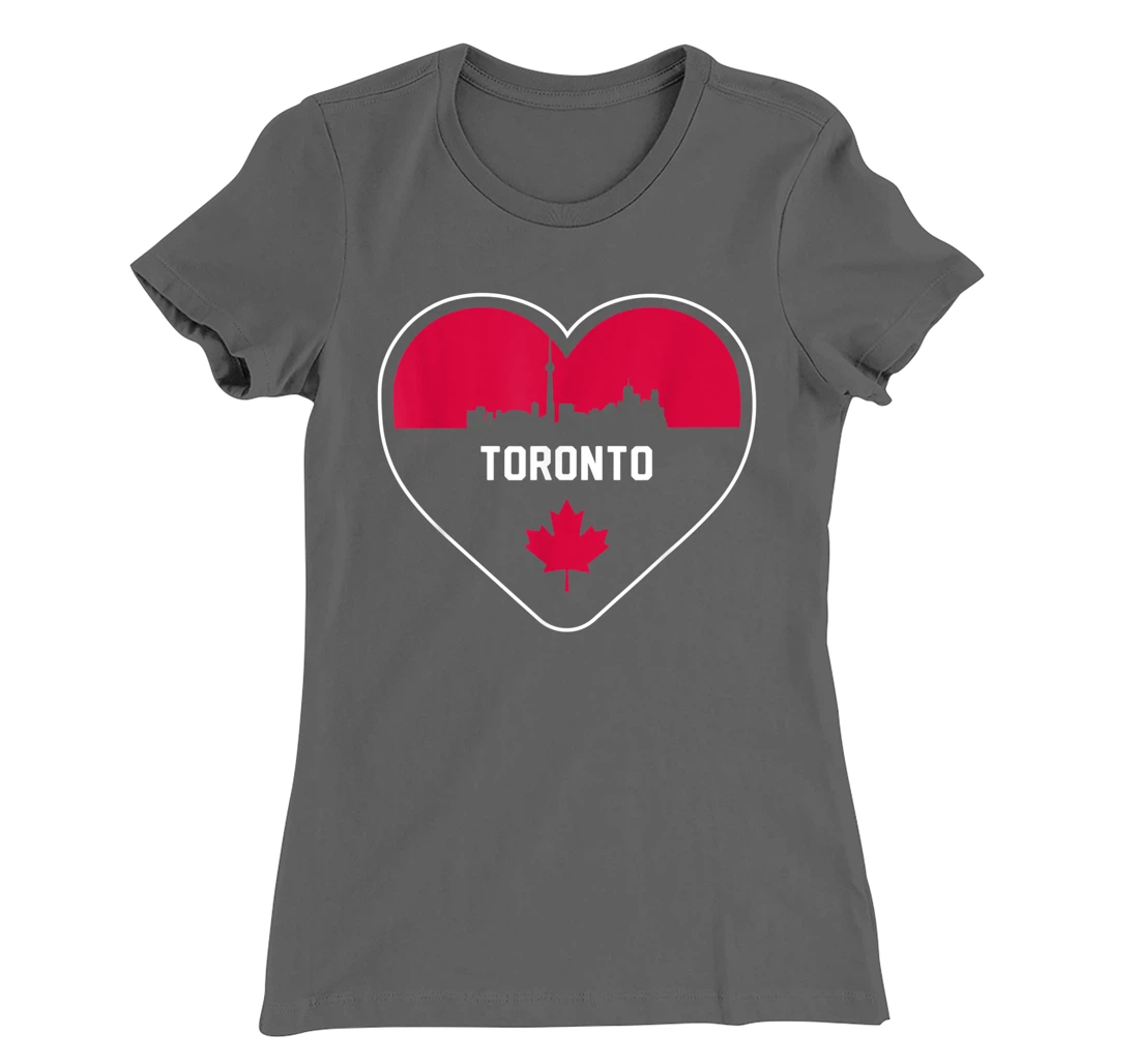 Cute Love Toronto Cityscape Red Skyline Heart Design T-Shirt, Kid T-Shirt and Women T-Shirt