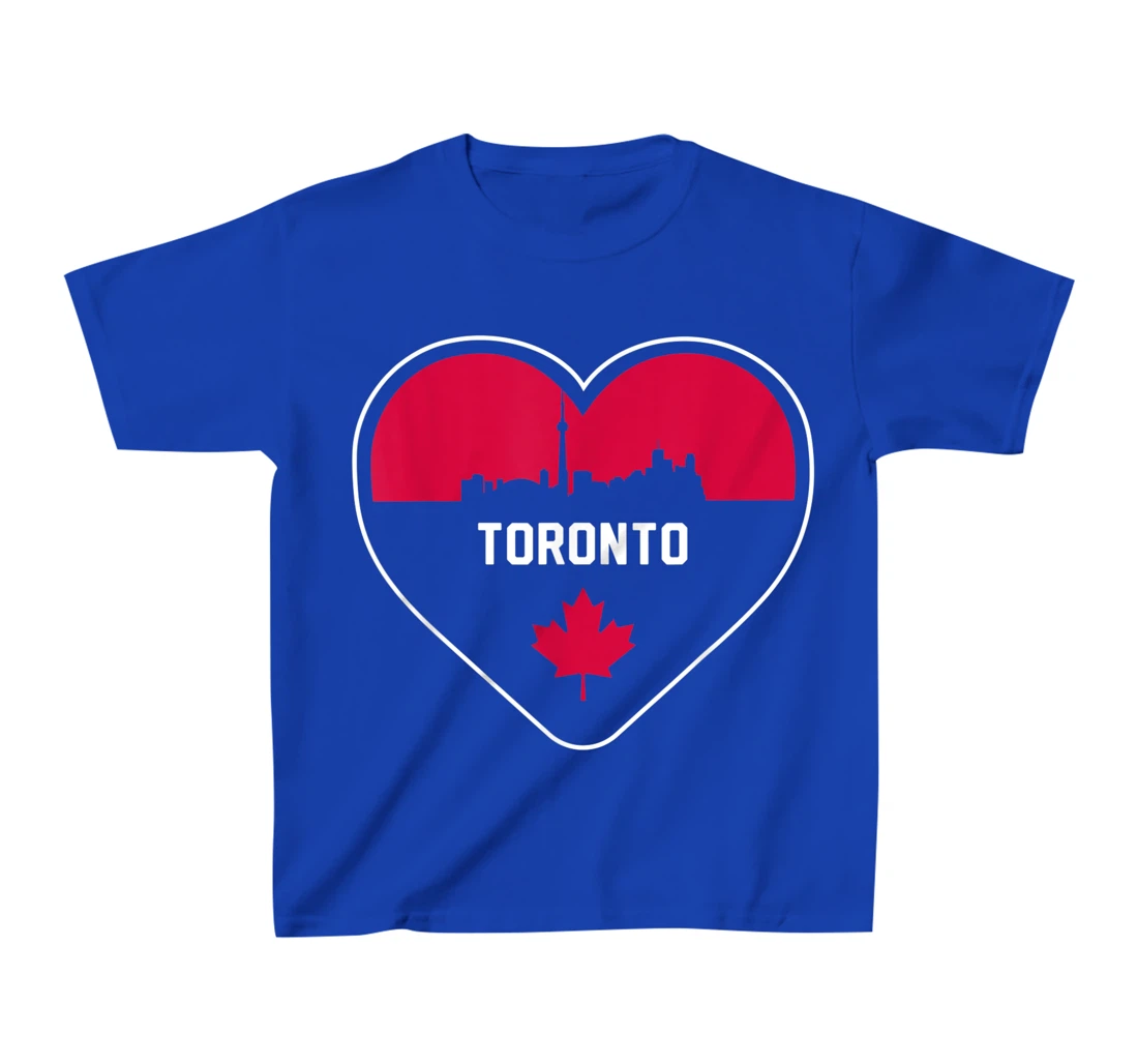 Cute Love Toronto Cityscape Red Skyline Heart Design T-Shirt, Kid T-Shirt and Women T-Shirt